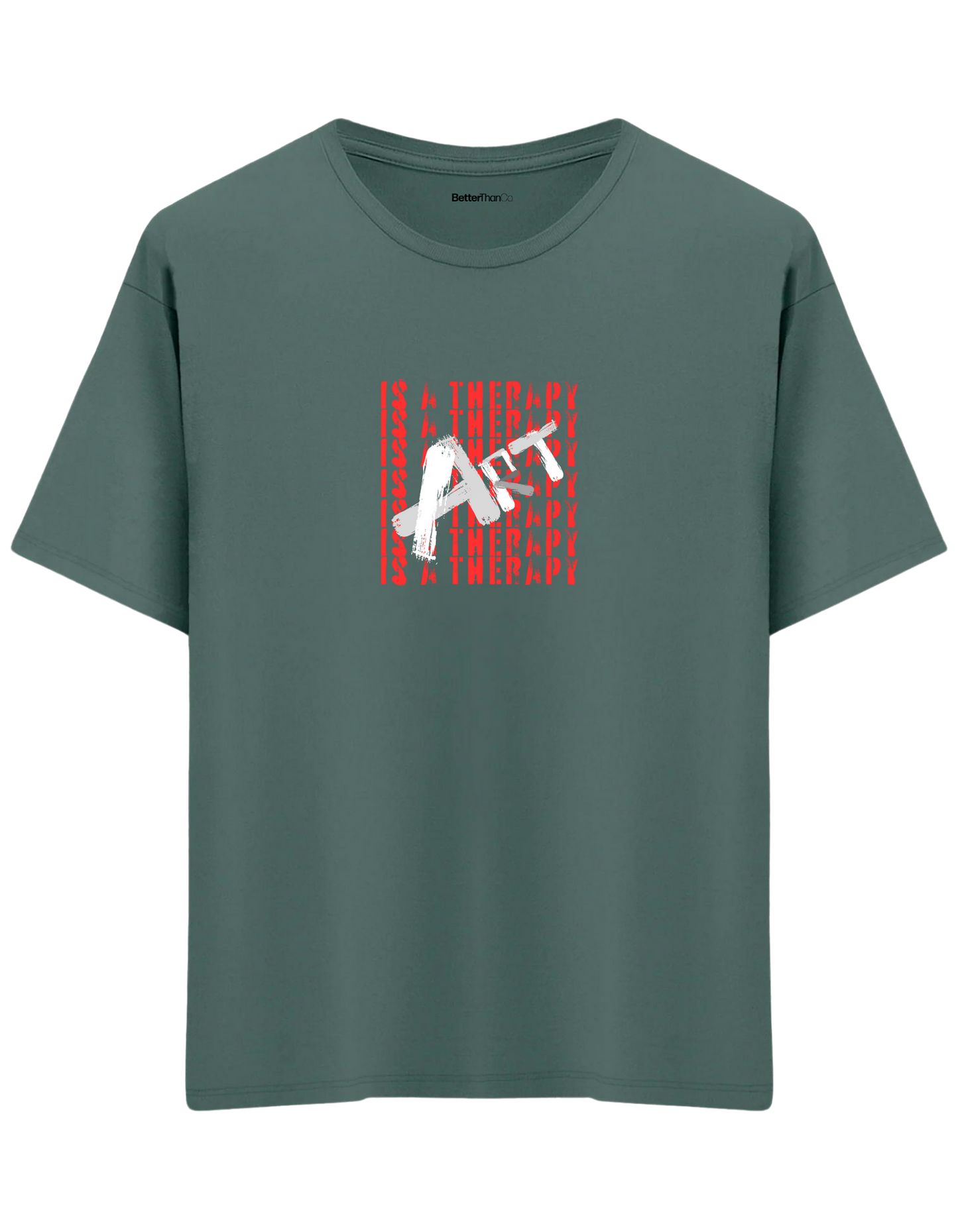Art Is a Therapy Baskılı Bisiklet Yaka Oversize T-shirt