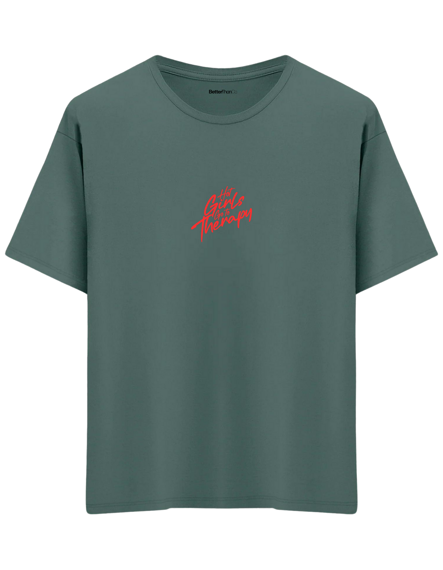 Therapy Baskılı Bisiklet Yaka Oversize T-shirt