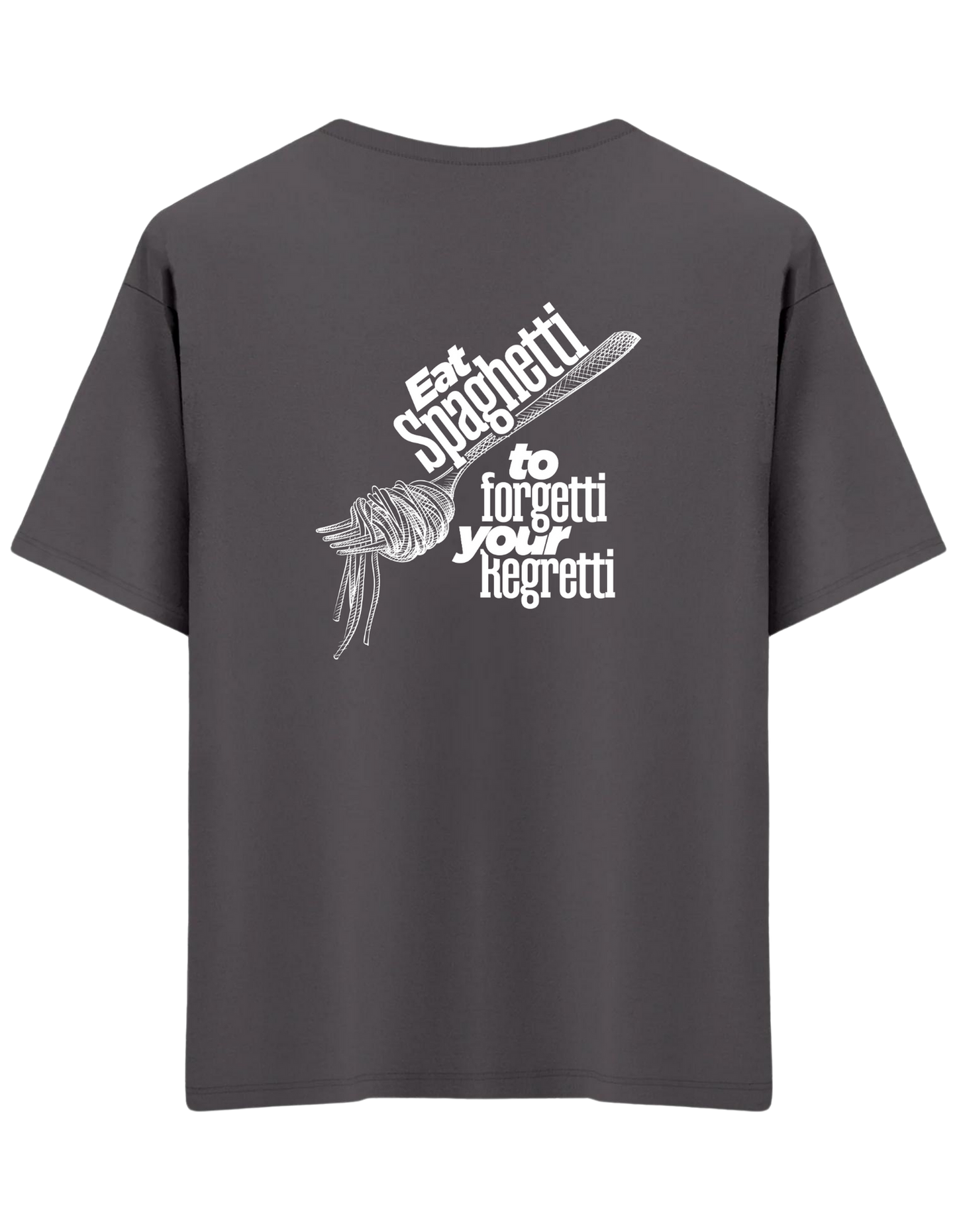 Spaghetti Baskılı Bisiklet Yaka Oversize T-shirt