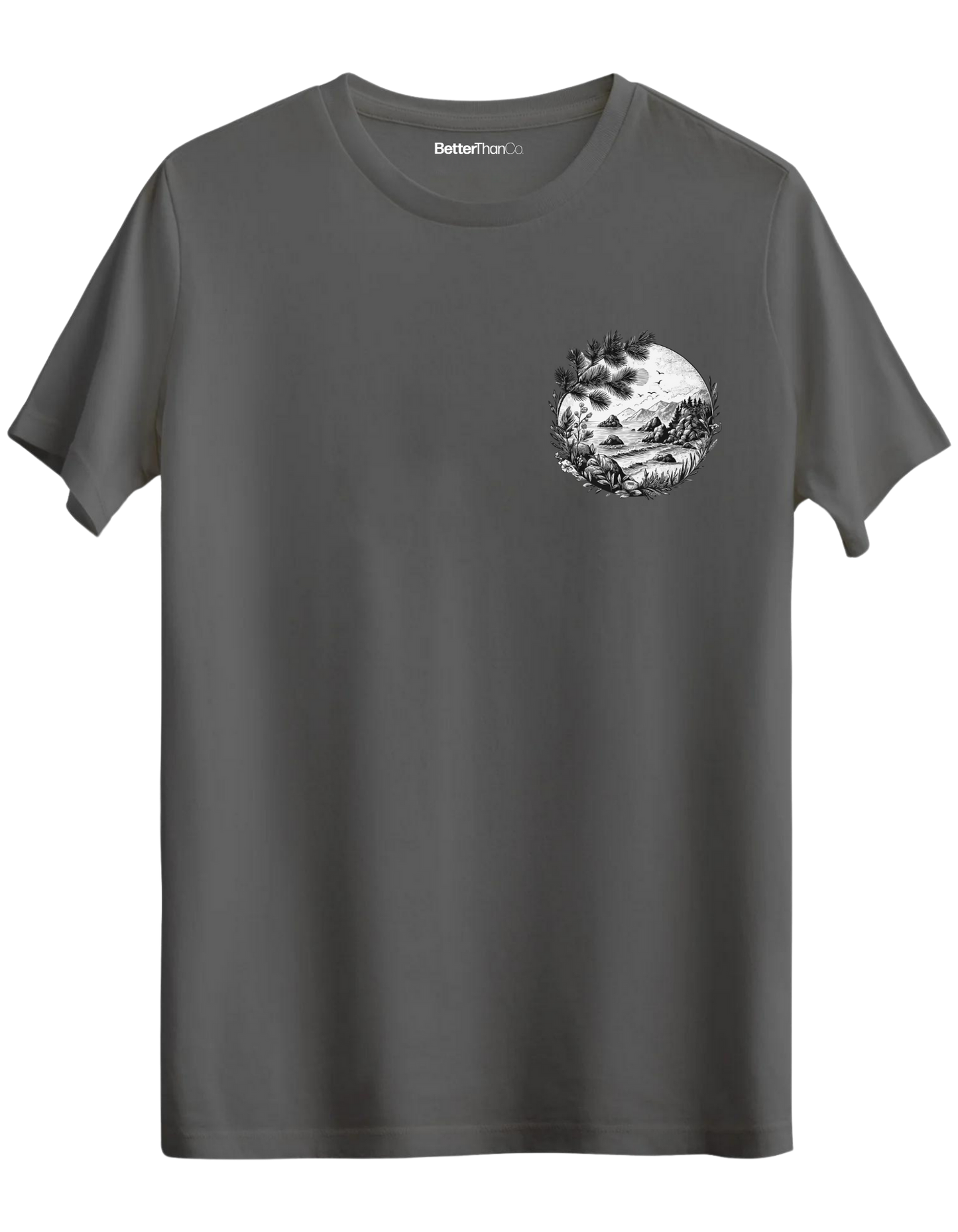 Nature Baskılı Bisiklet Yaka Regular T-shirt