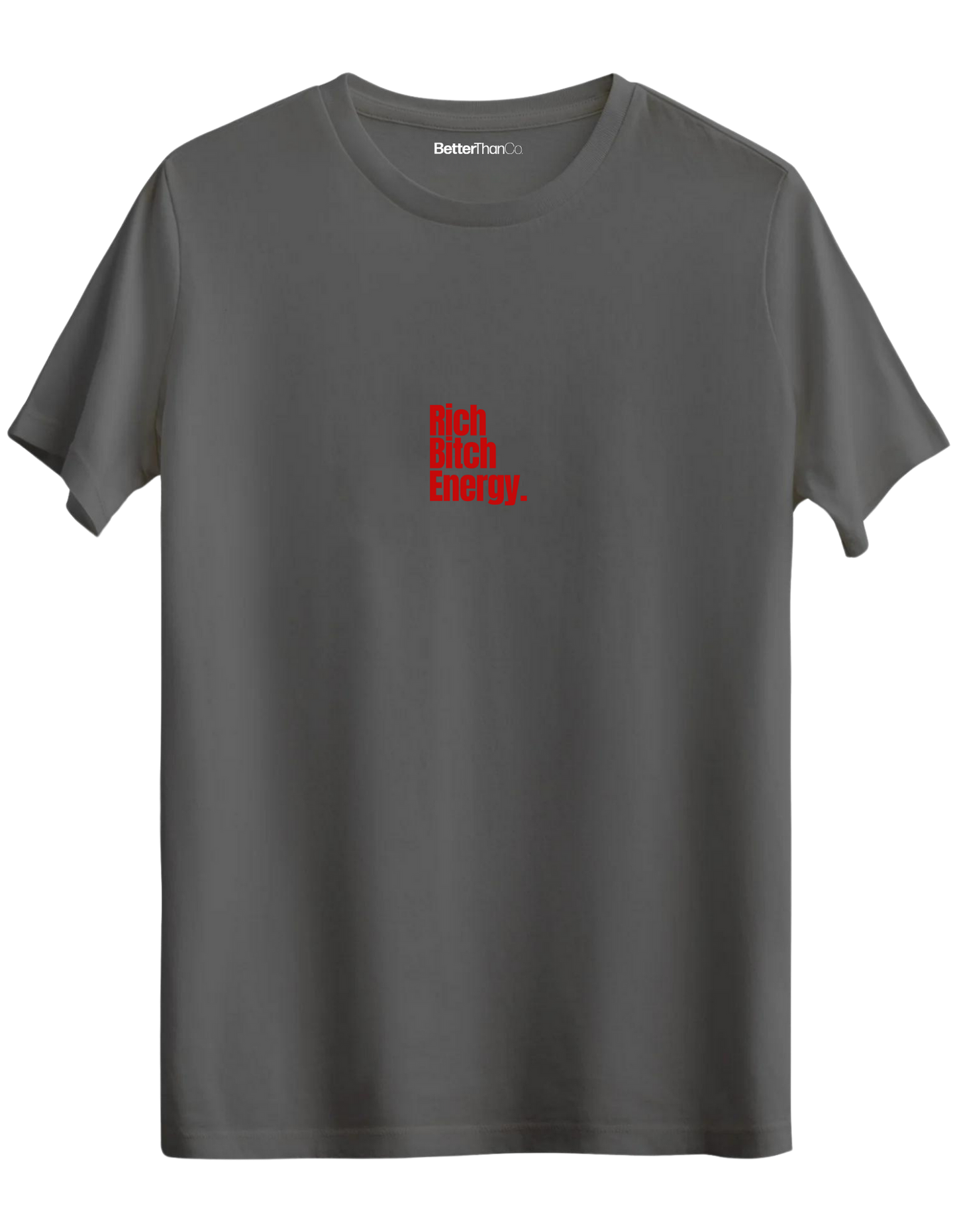 Rich Bitch Energy Baskılı Bisiklet Yaka Regular T-shirt