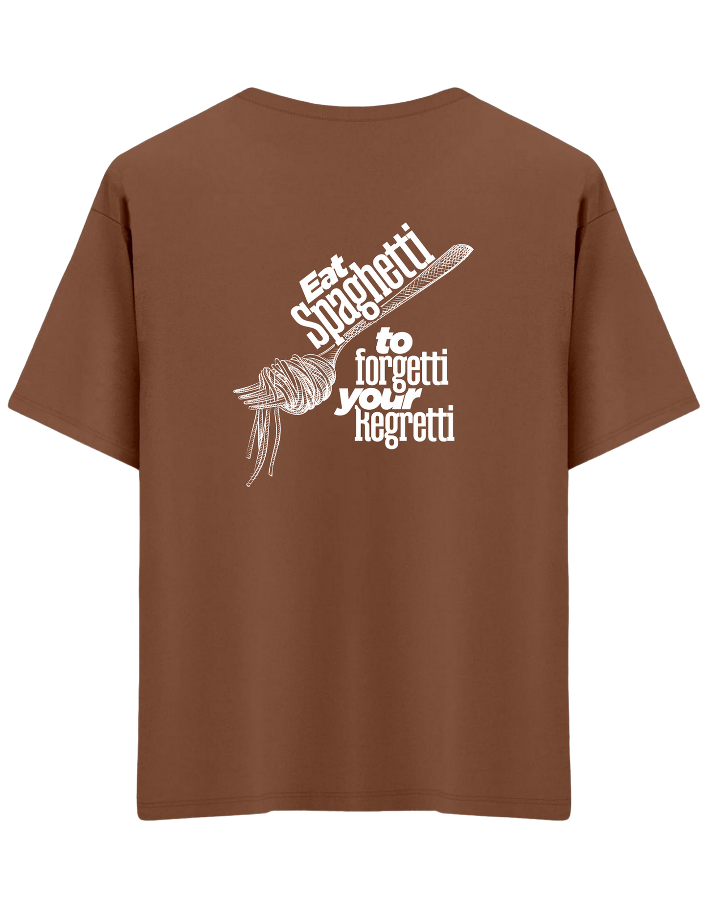 Spaghetti Baskılı Bisiklet Yaka Oversize T-shirt