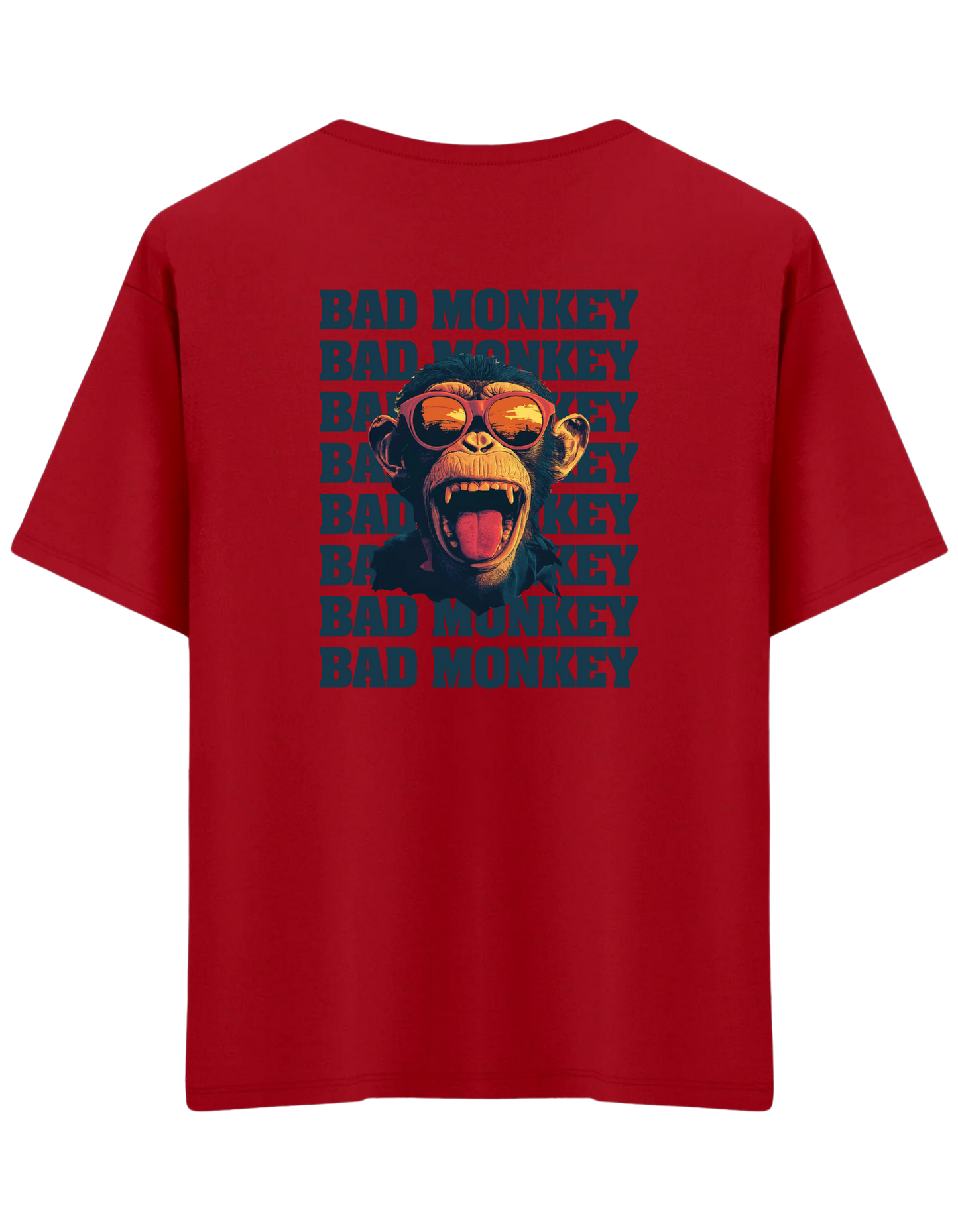 Bad Monkey Baskılı Bisiklet Yaka Oversize T-shirt