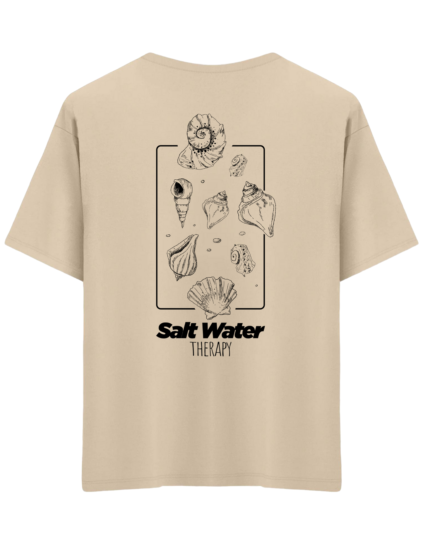 Salt Water Baskılı Bisiklet Yaka Oversize T-shirt
