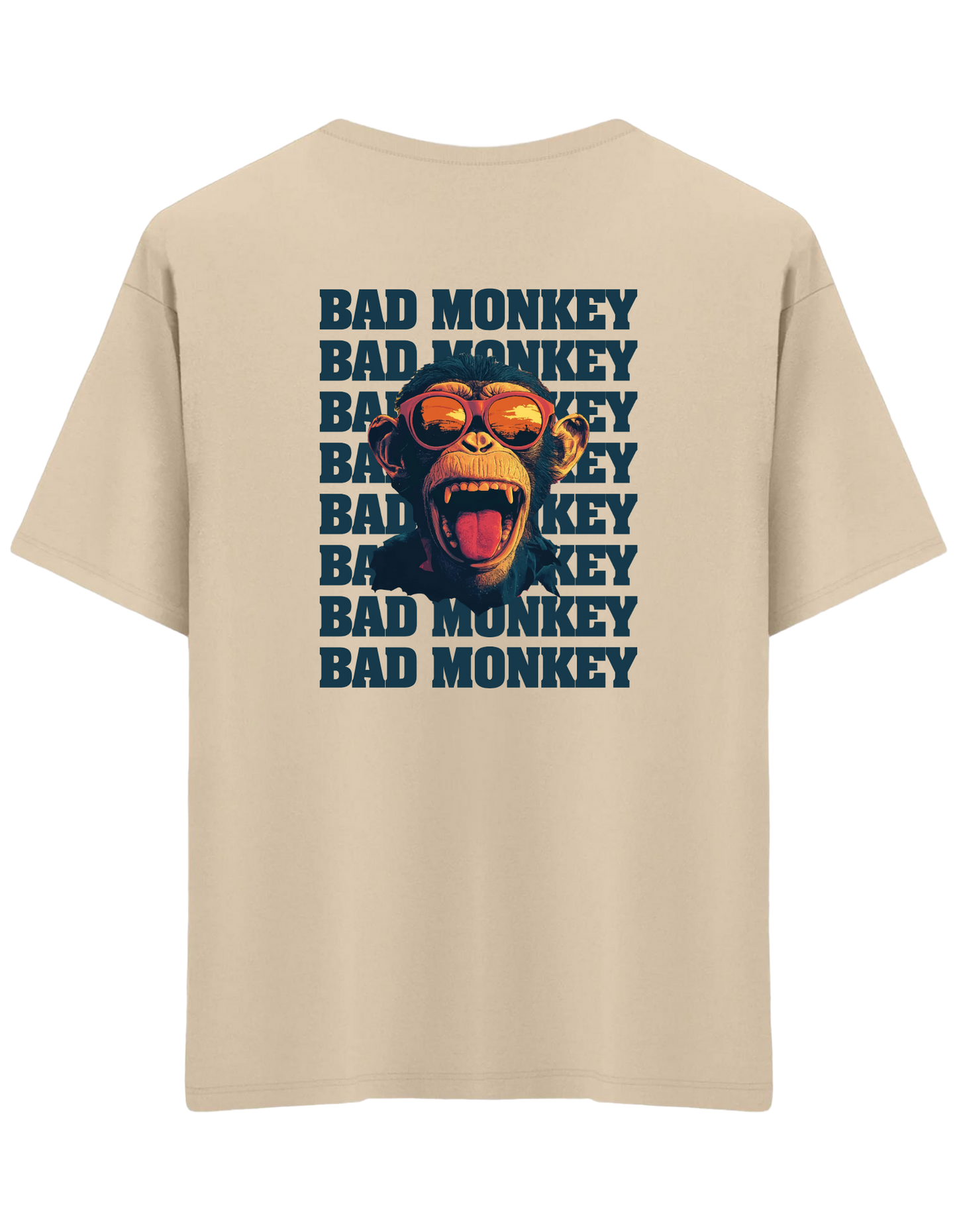 Bad Monkey Baskılı Bisiklet Yaka Oversize T-shirt