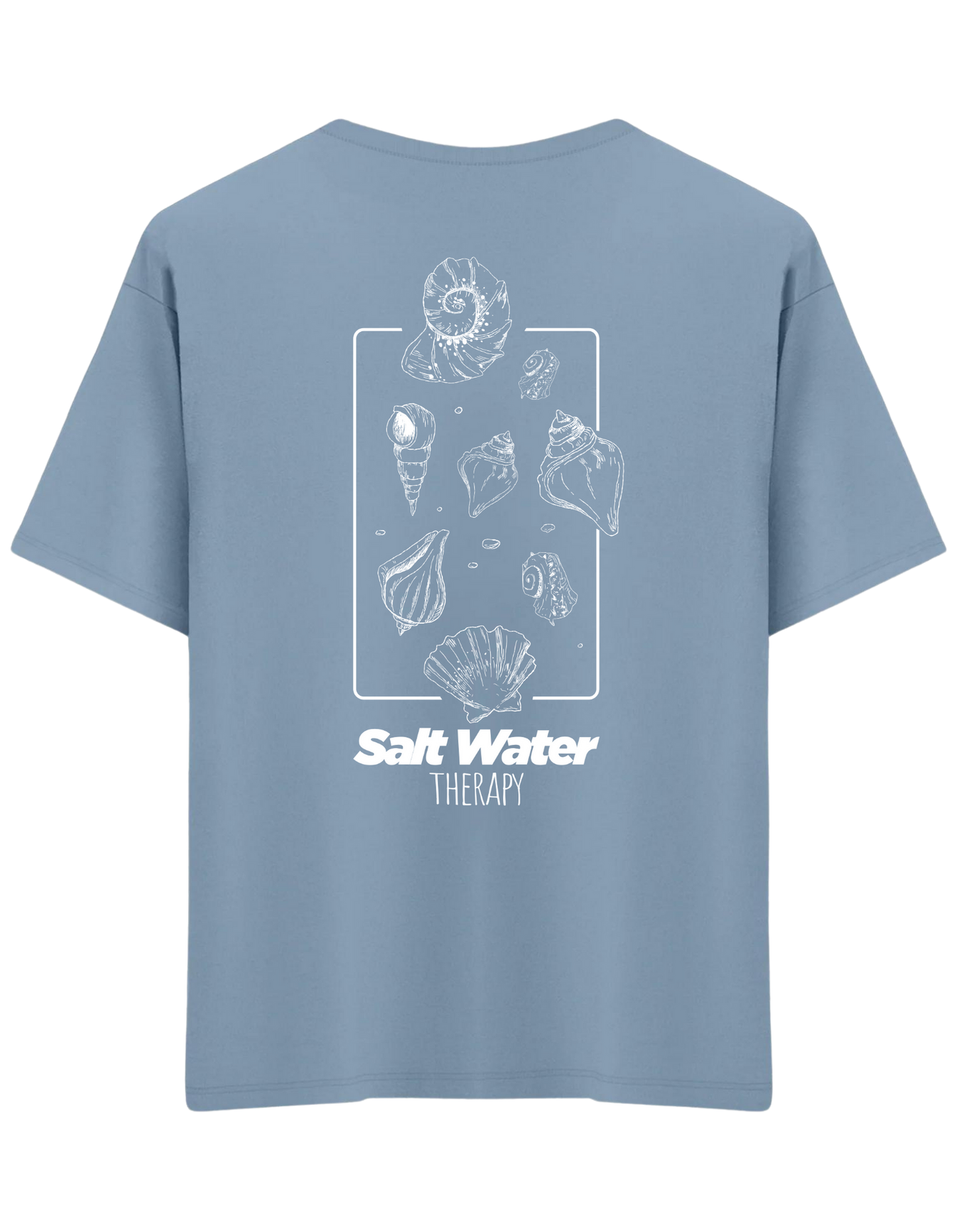 Salt Water Baskılı Bisiklet Yaka Oversize T-shirt