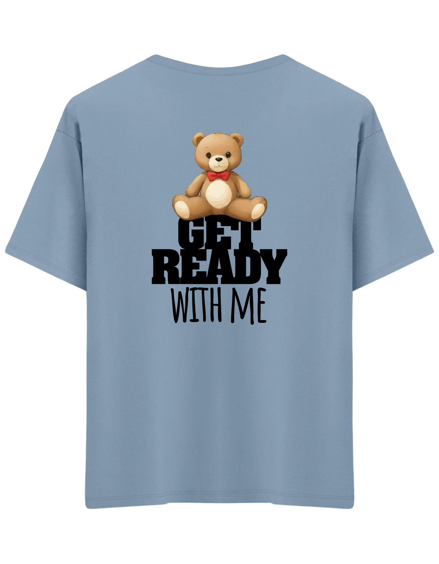 With Me Baskılı Bisiklet Yaka Oversize T-shirt
