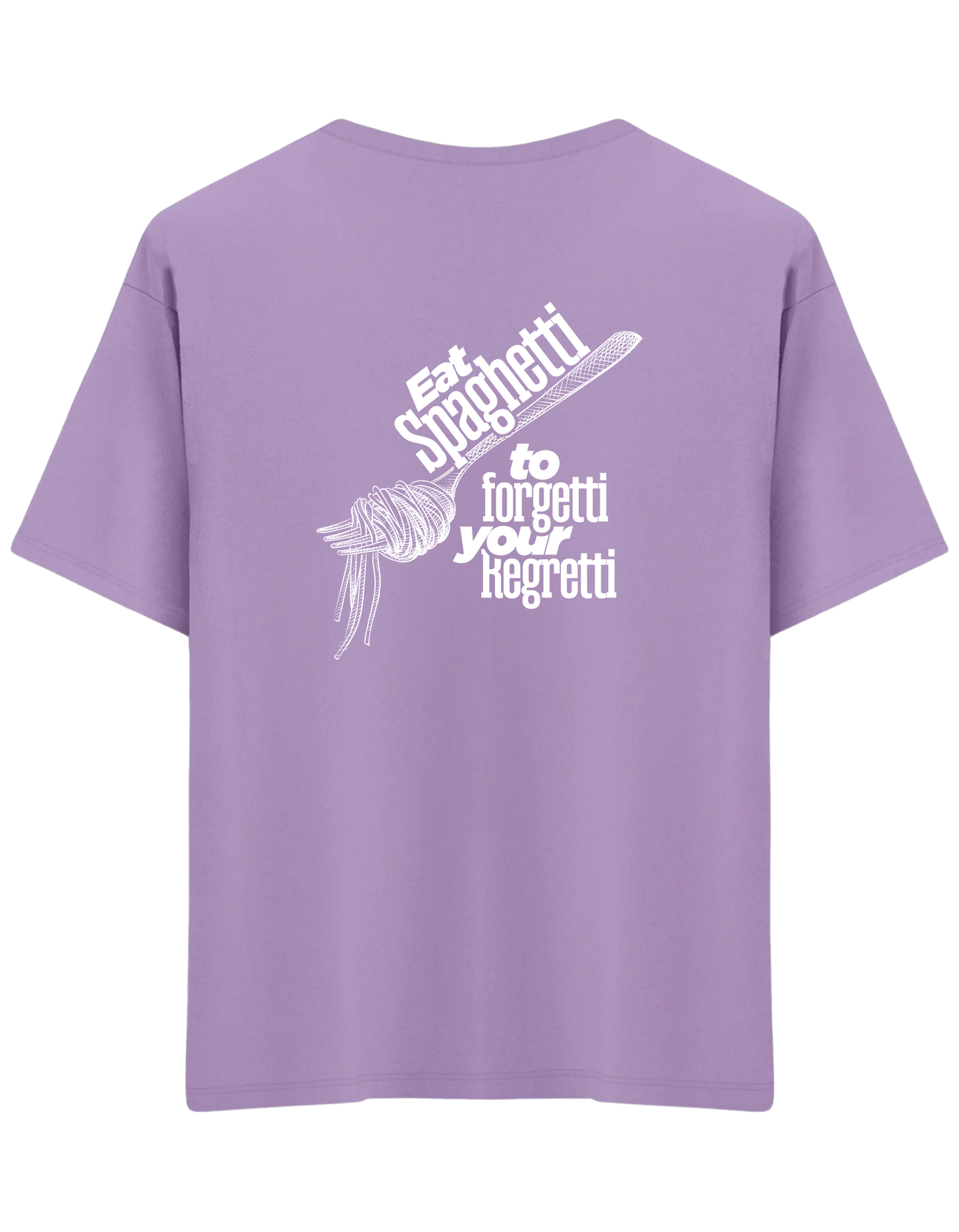 Spaghetti Baskılı Bisiklet Yaka Oversize T-shirt