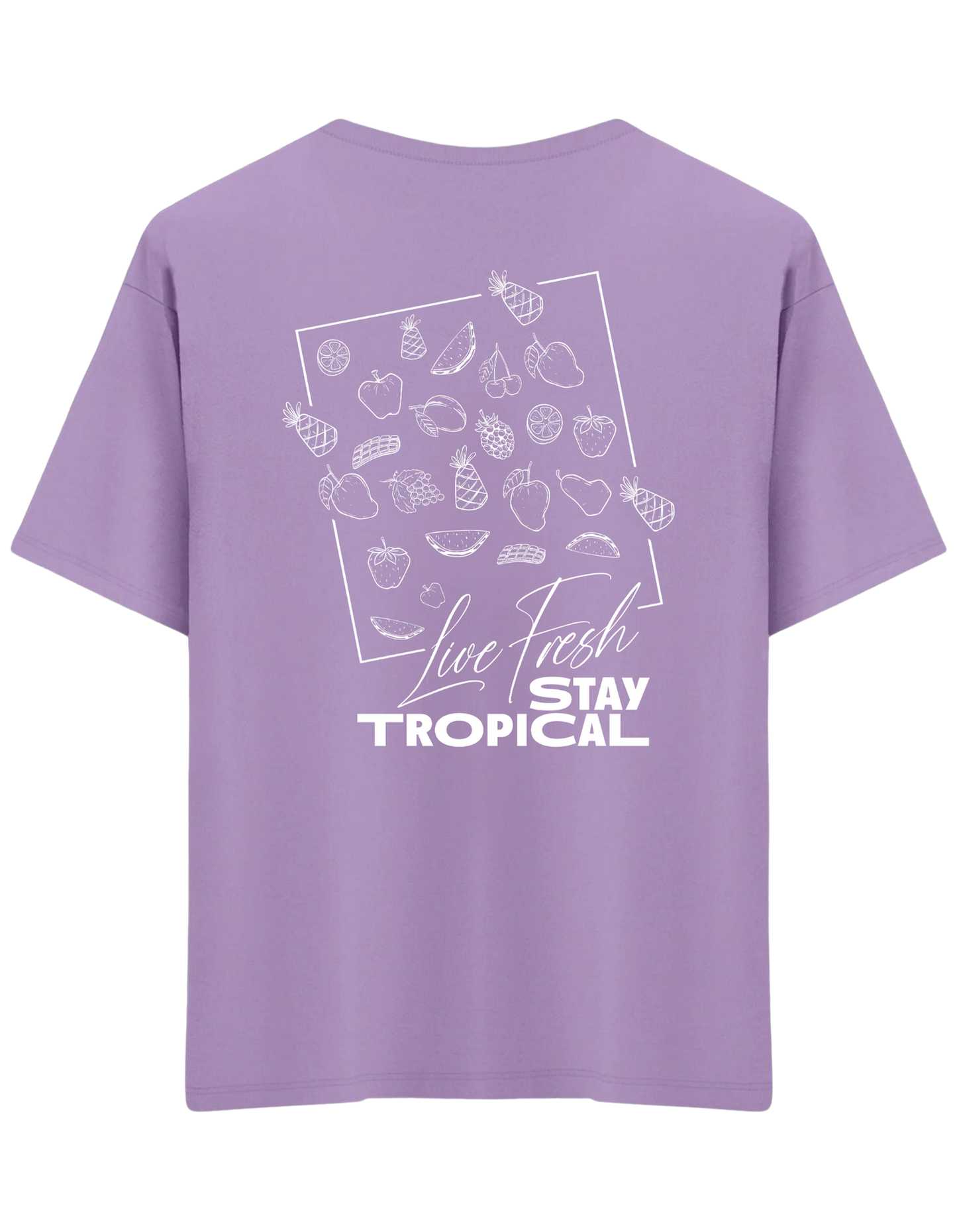 Tropical Baskılı Bisiklet Yaka Oversize T-shirt