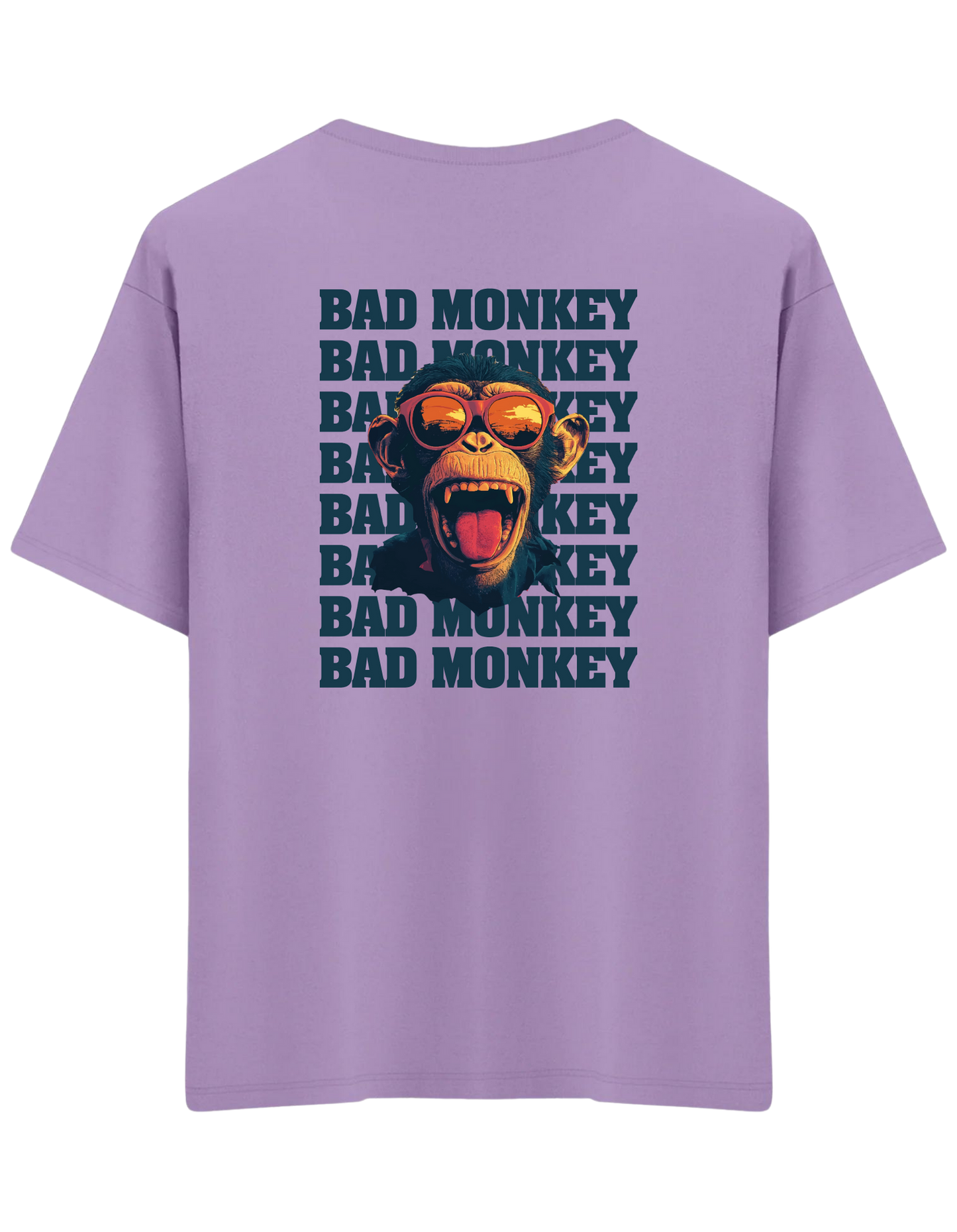 Bad Monkey Baskılı Bisiklet Yaka Oversize T-shirt