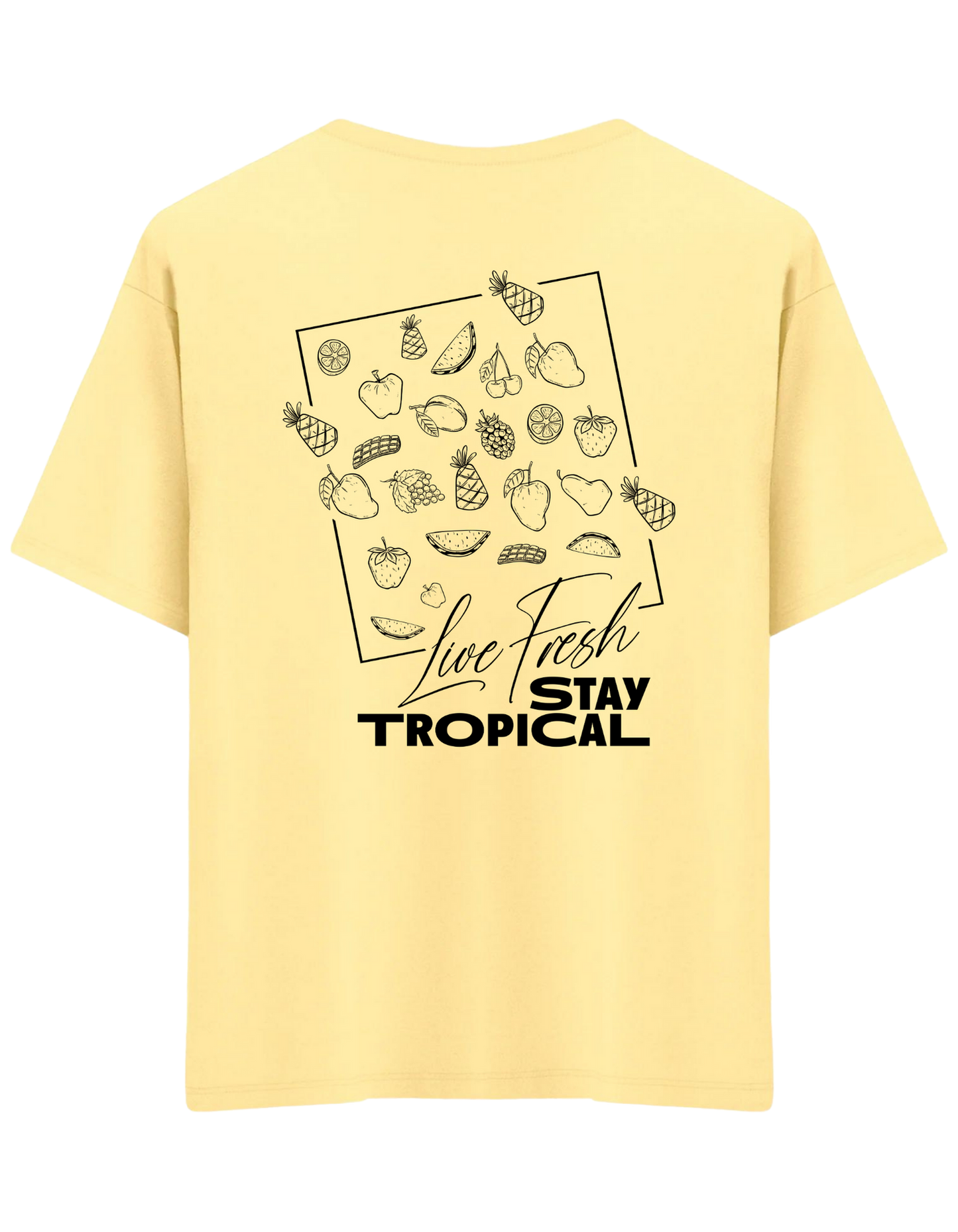 Tropical Baskılı Bisiklet Yaka Oversize T-shirt