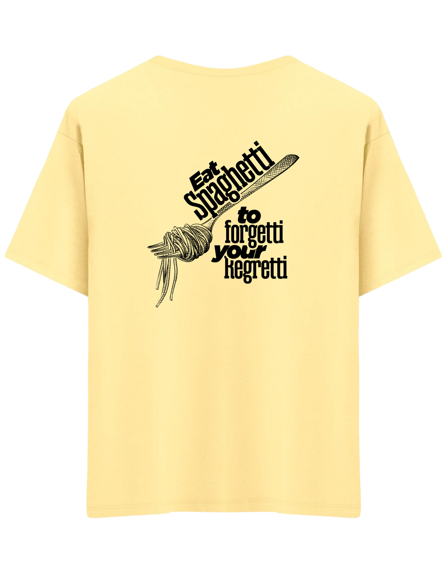 Spaghetti Baskılı Bisiklet Yaka Oversize T-shirt