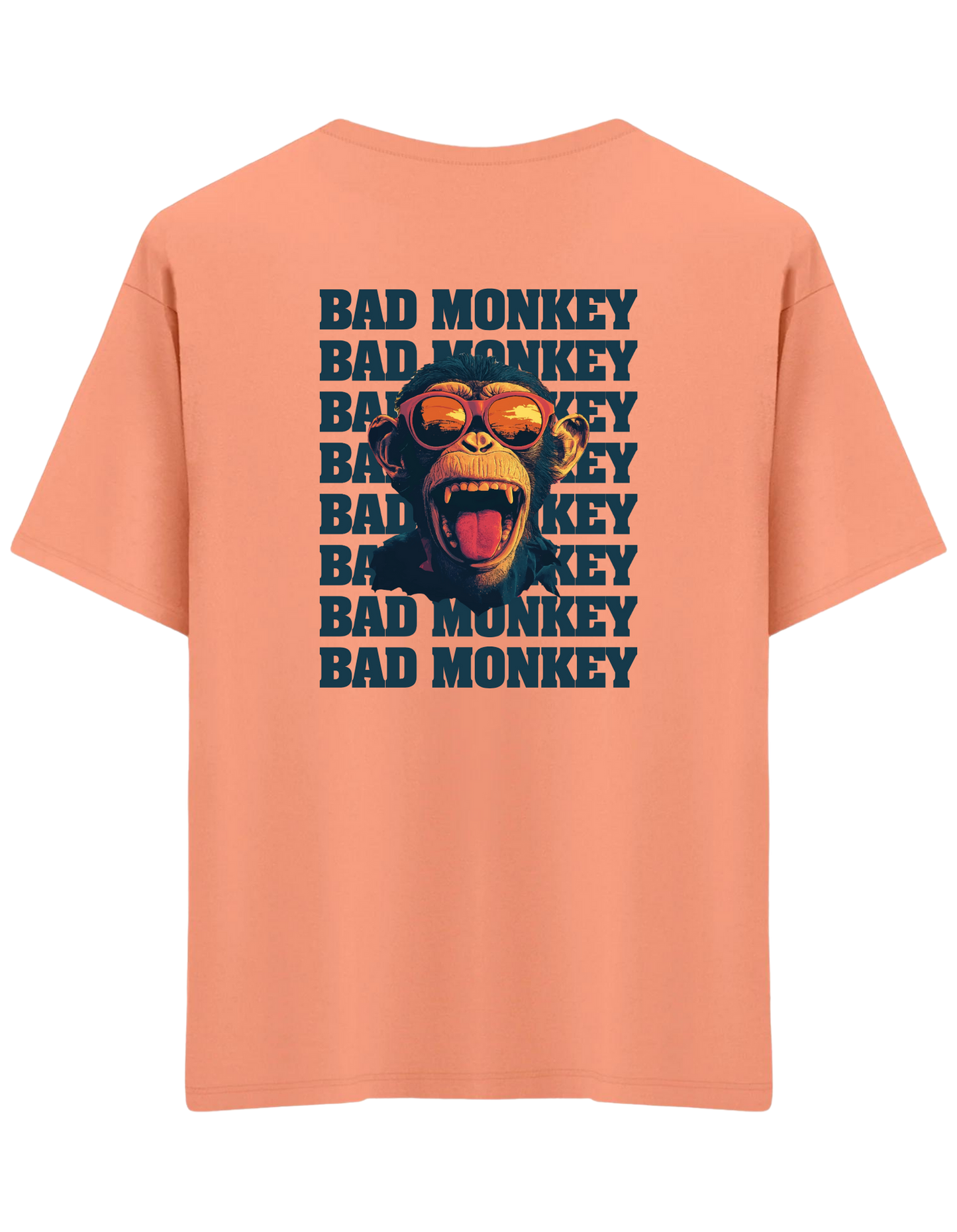 Bad Monkey Baskılı Bisiklet Yaka Oversize T-shirt
