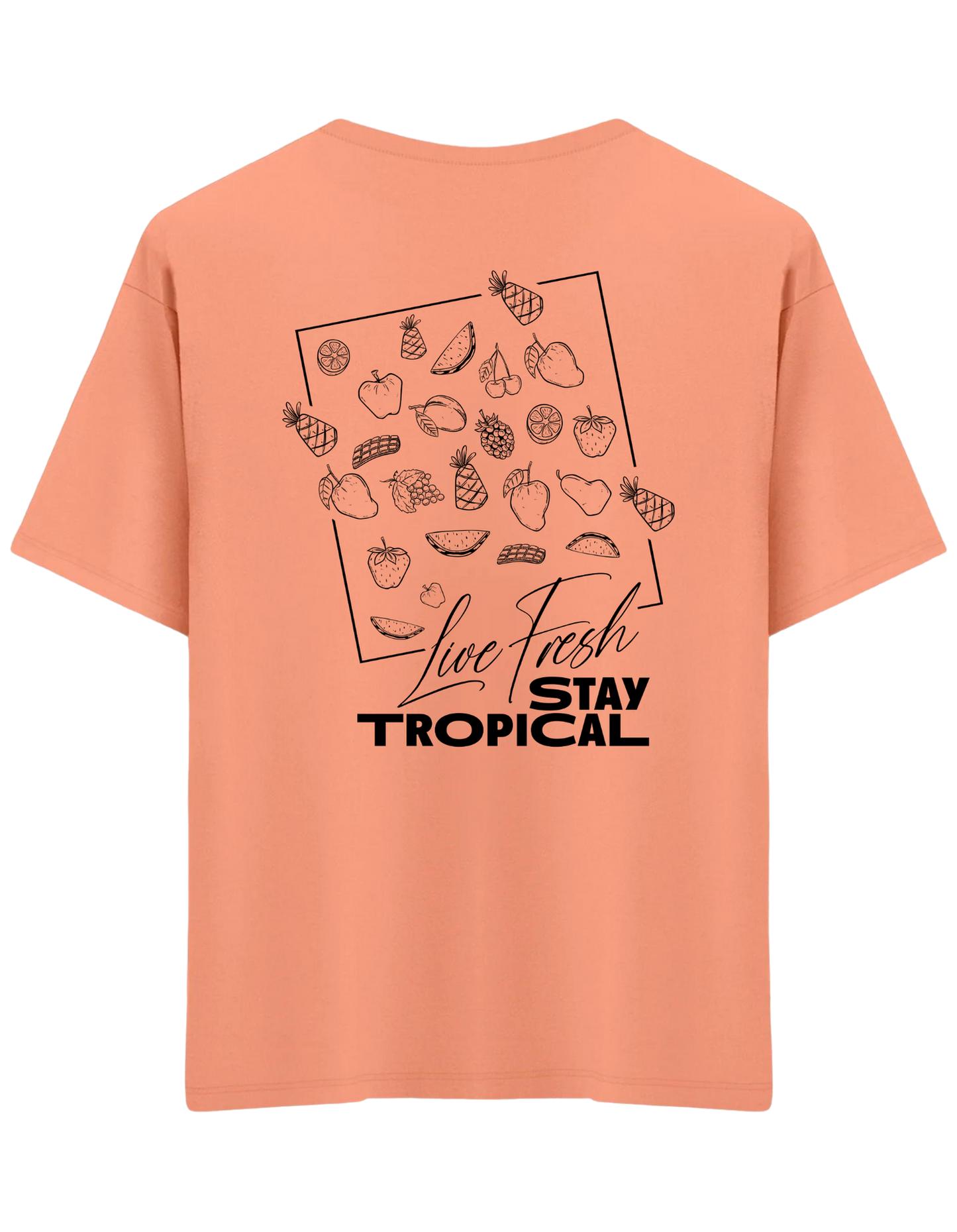 Tropical Baskılı Bisiklet Yaka Oversize T-shirt