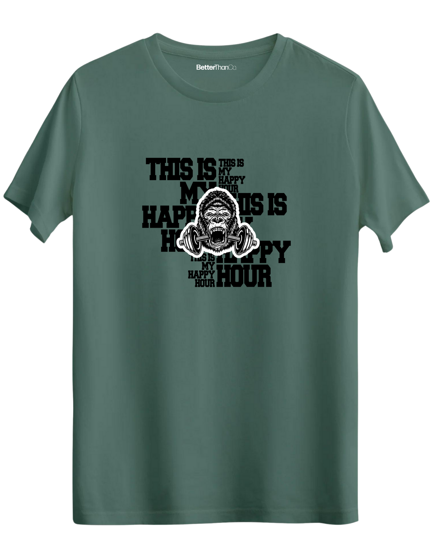 Happy Hour Baskılı Bisiklet Yaka Regular T-shirt