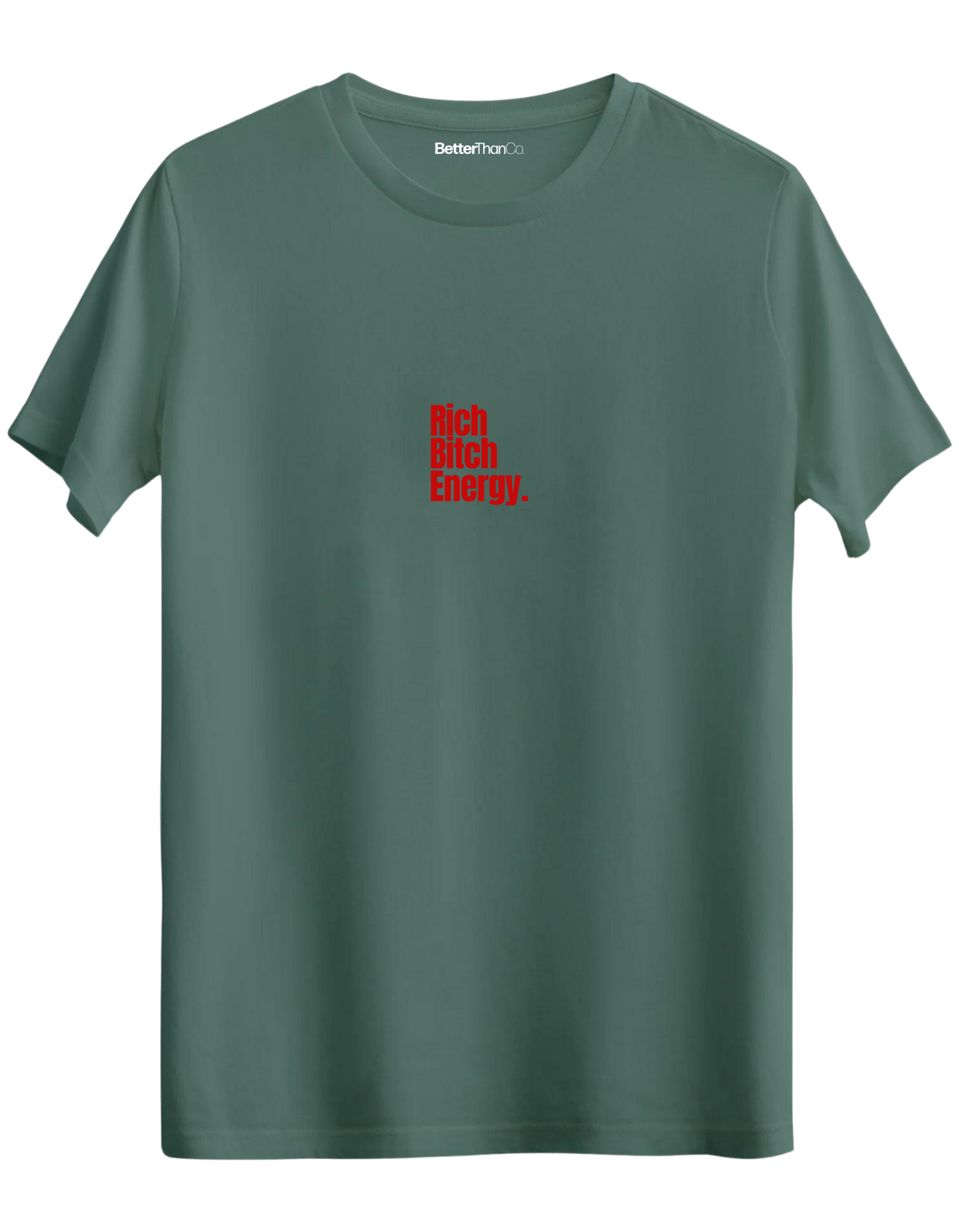 Rich Bitch Energy Baskılı Bisiklet Yaka Regular T-shirt