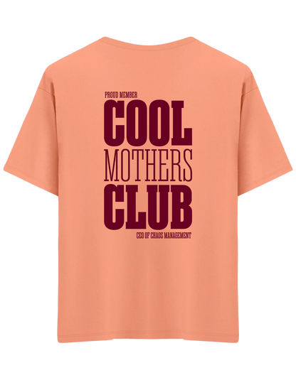 Cool Mothers Club Baskılı Bisiklet Yaka Oversize T-shirt