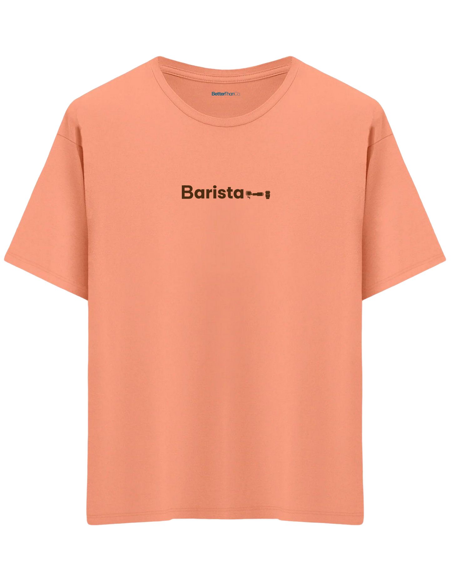 Barista Baskılı Bisiklet Yaka Oversize T-shirt
