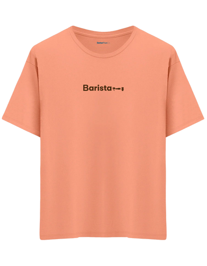Barista Baskılı Bisiklet Yaka Oversize T-shirt