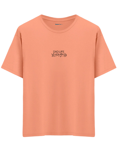 Dad Life Baskılı Bisiklet Yaka Oversize T-shirt