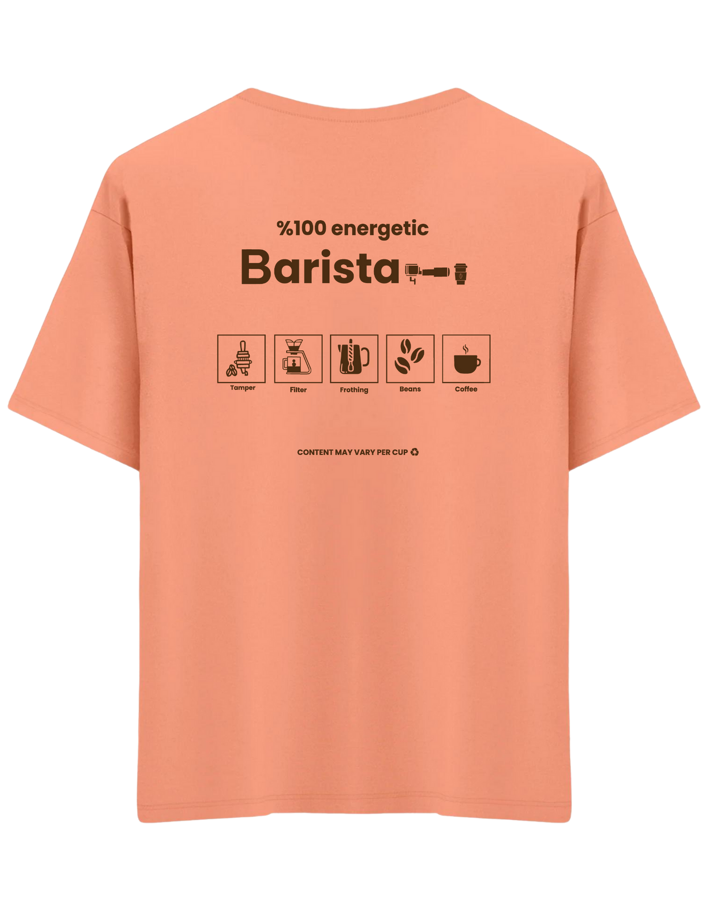 Barista Baskılı Bisiklet Yaka Oversize T-shirt