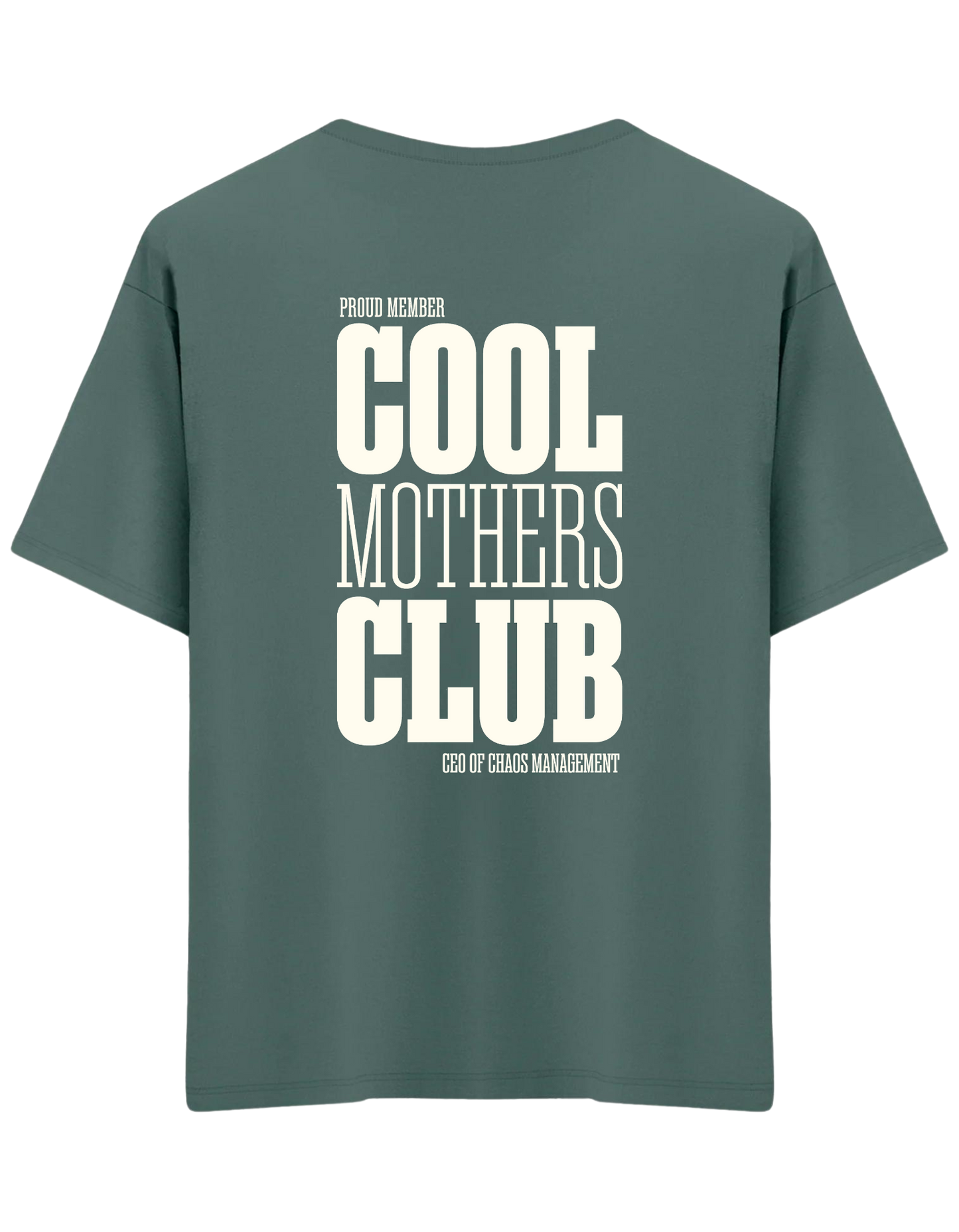 Cool Mothers Club Baskılı Bisiklet Yaka Oversize T-shirt