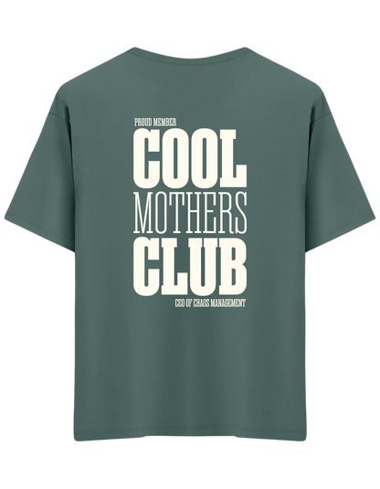 Cool Mothers Club Baskılı Bisiklet Yaka Oversize T-shirt