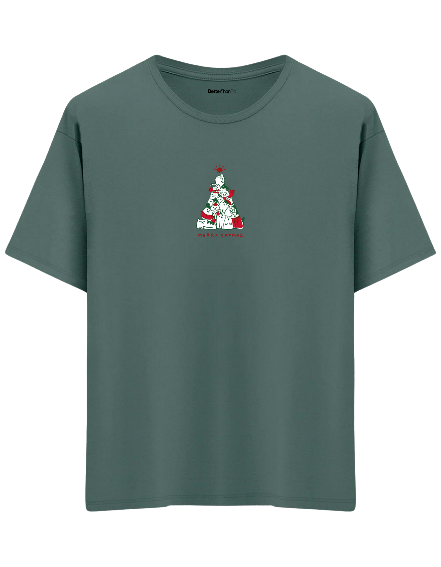 Catmas Baskılı Bisiklet Yaka Oversize T-shirt