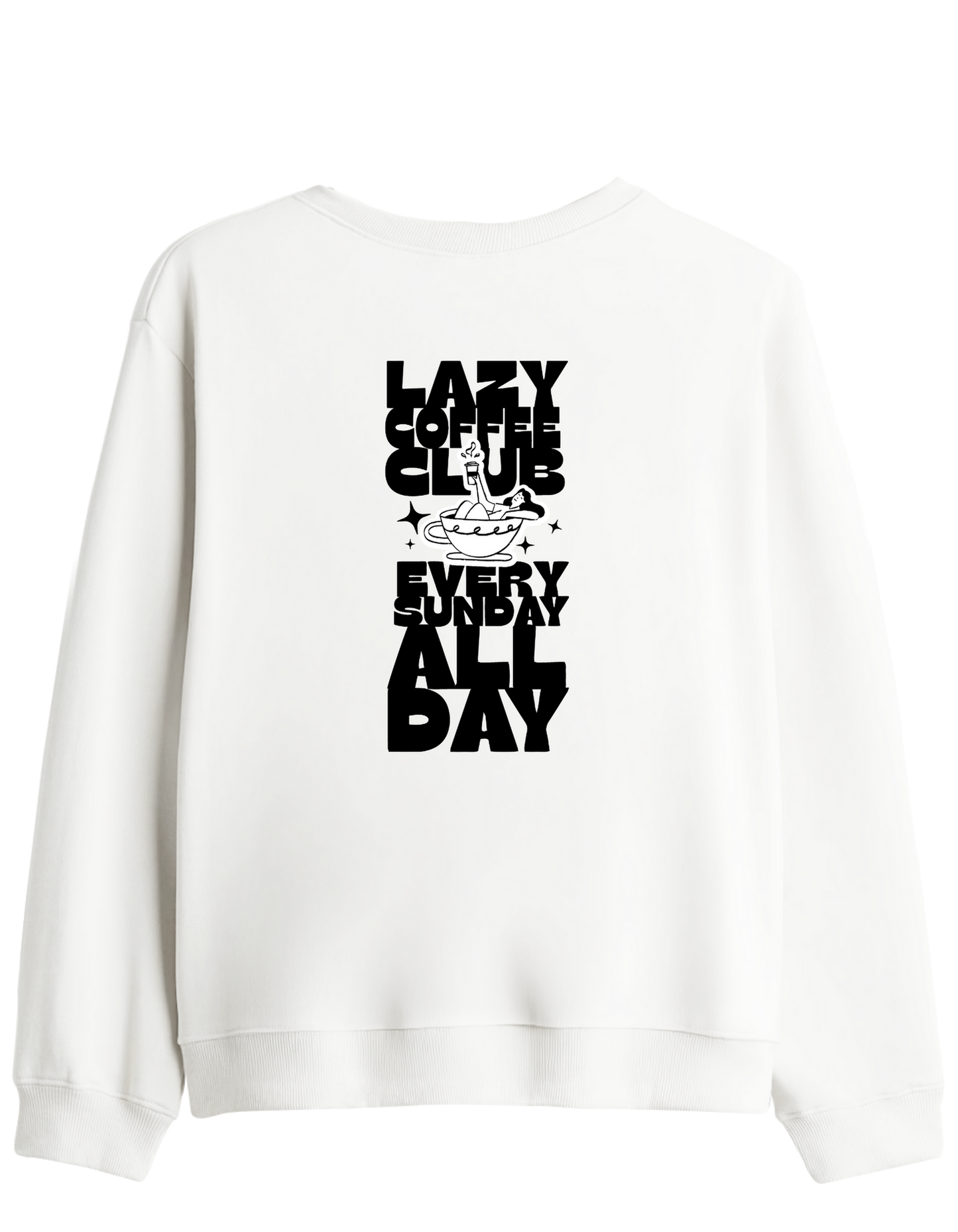 Lazy Coffee Club Baskılı Bisiklet Yaka Sweatshirt