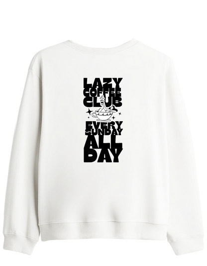 Lazy Coffee Club Baskılı Bisiklet Yaka Sweatshirt