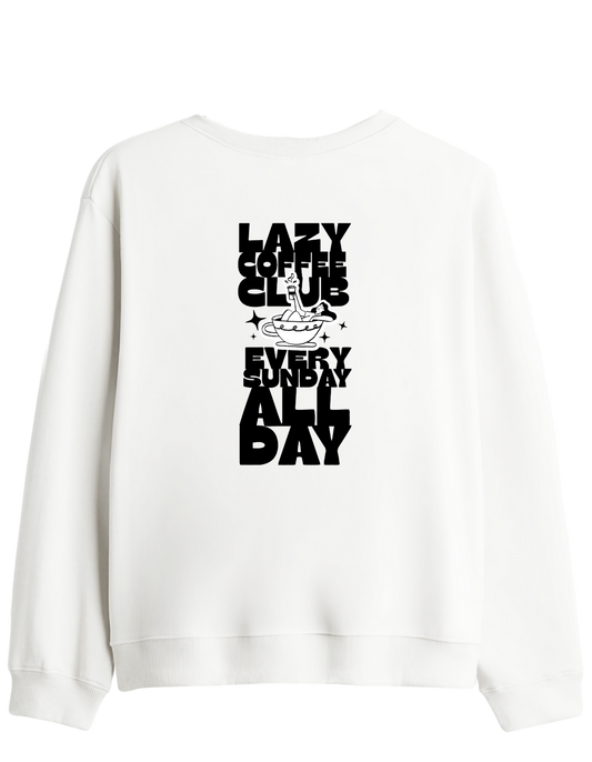 Lazy Coffee Club Baskılı Bisiklet Yaka Sweatshirt