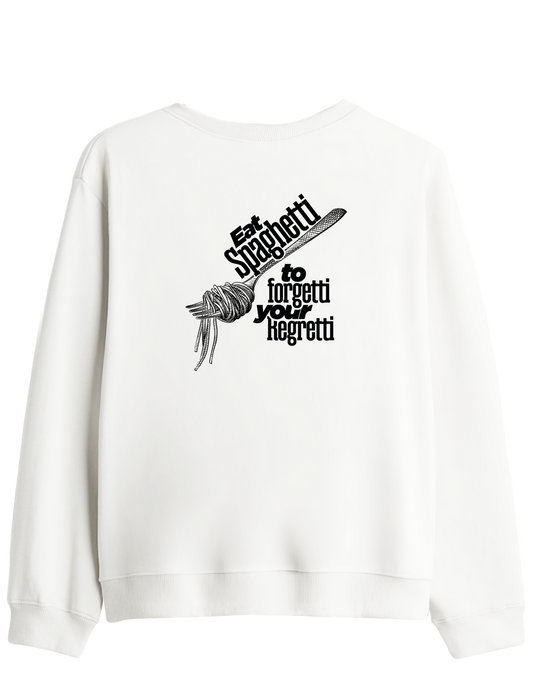 Spaghetti Baskılı Bisiklet Yaka Sweatshirt