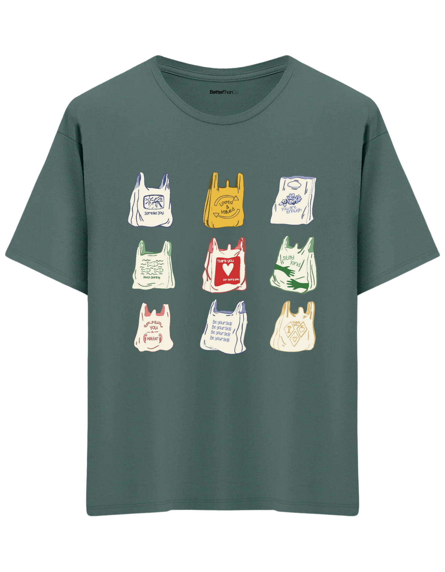Bags Baskılı Bisiklet Yaka Oversize T-shirt