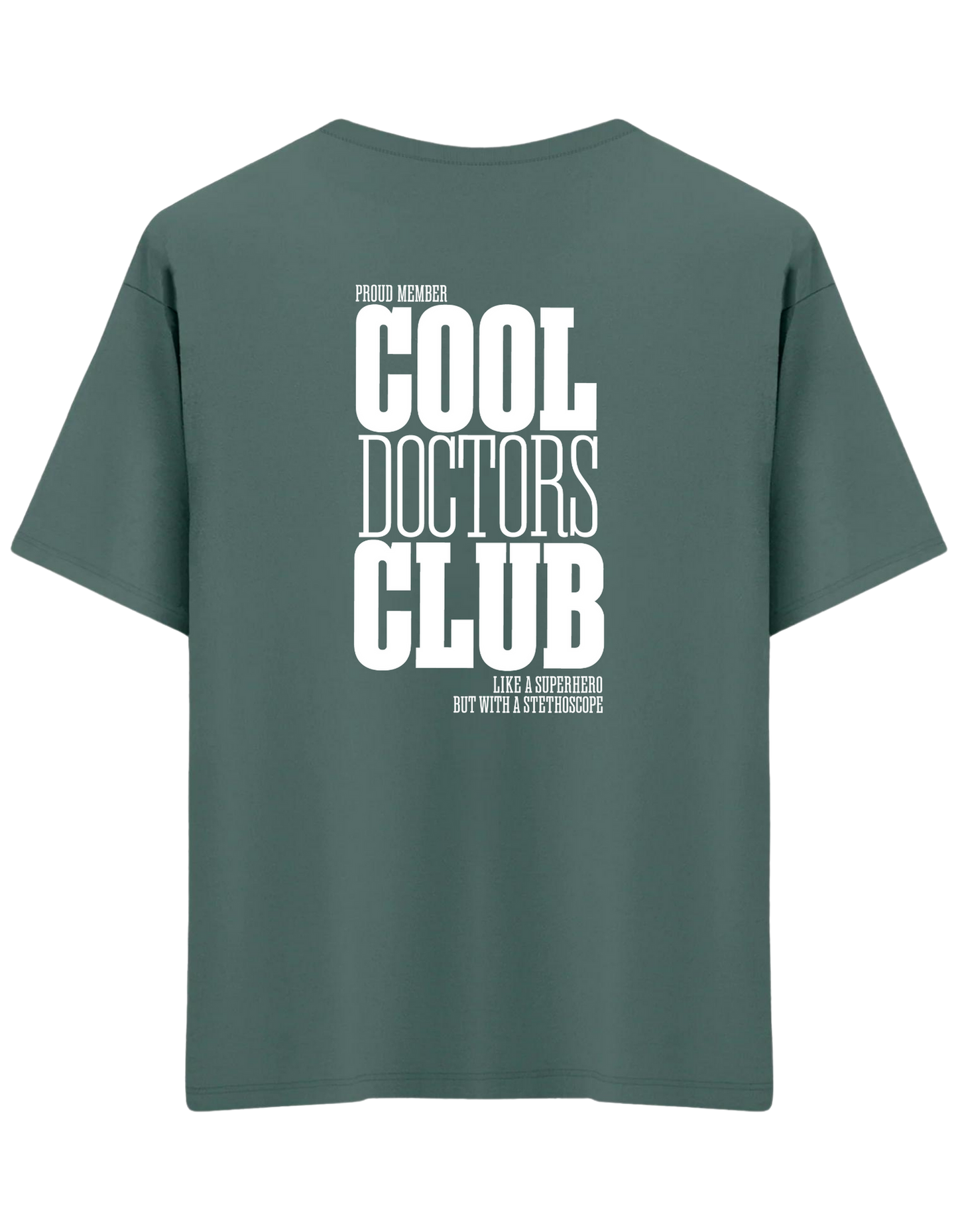 Cool Doctors Club Baskılı Bisiklet Yaka Oversize T-shirt
