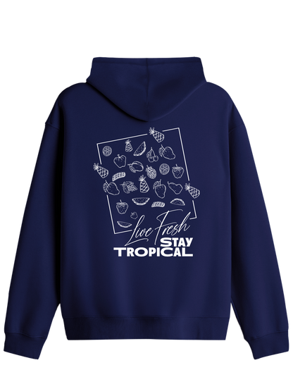Tropical Baskılı Unisex Kapüşonlu Yaka Hoodie