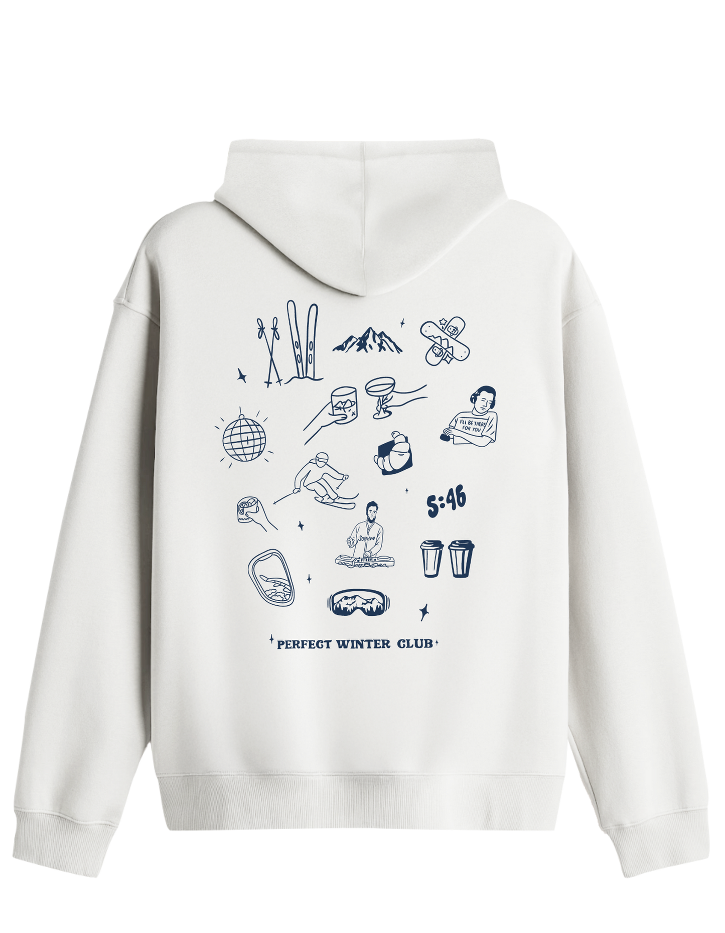 Winter Club Baskılı Unisex Kapüşonlu Yaka Hoodie