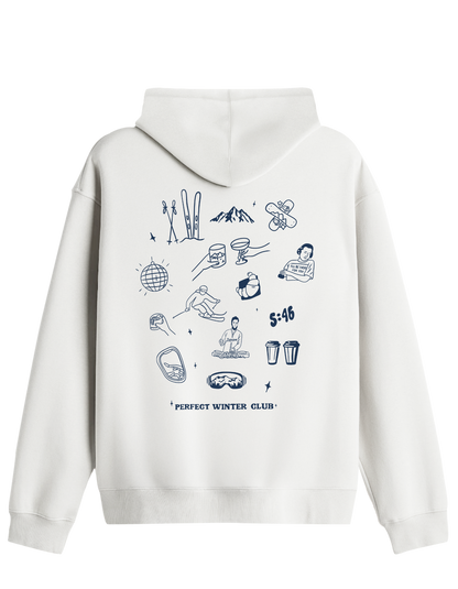Winter Club Baskılı Unisex Kapüşonlu Yaka Hoodie