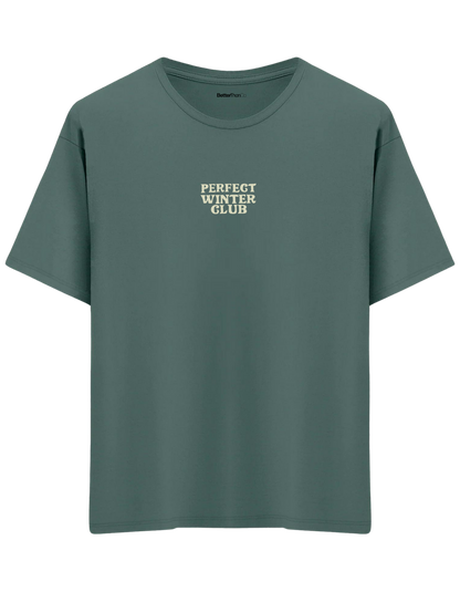 Winter Club Baskılı Bisiklet Yaka Oversize T-shirt