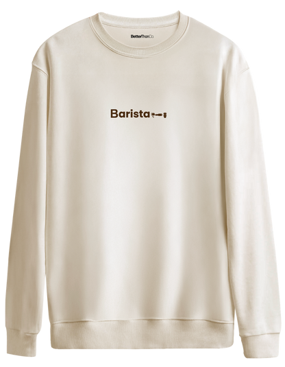 Barista Baskılı Bisiklet Yaka Oversize Sweatshirt