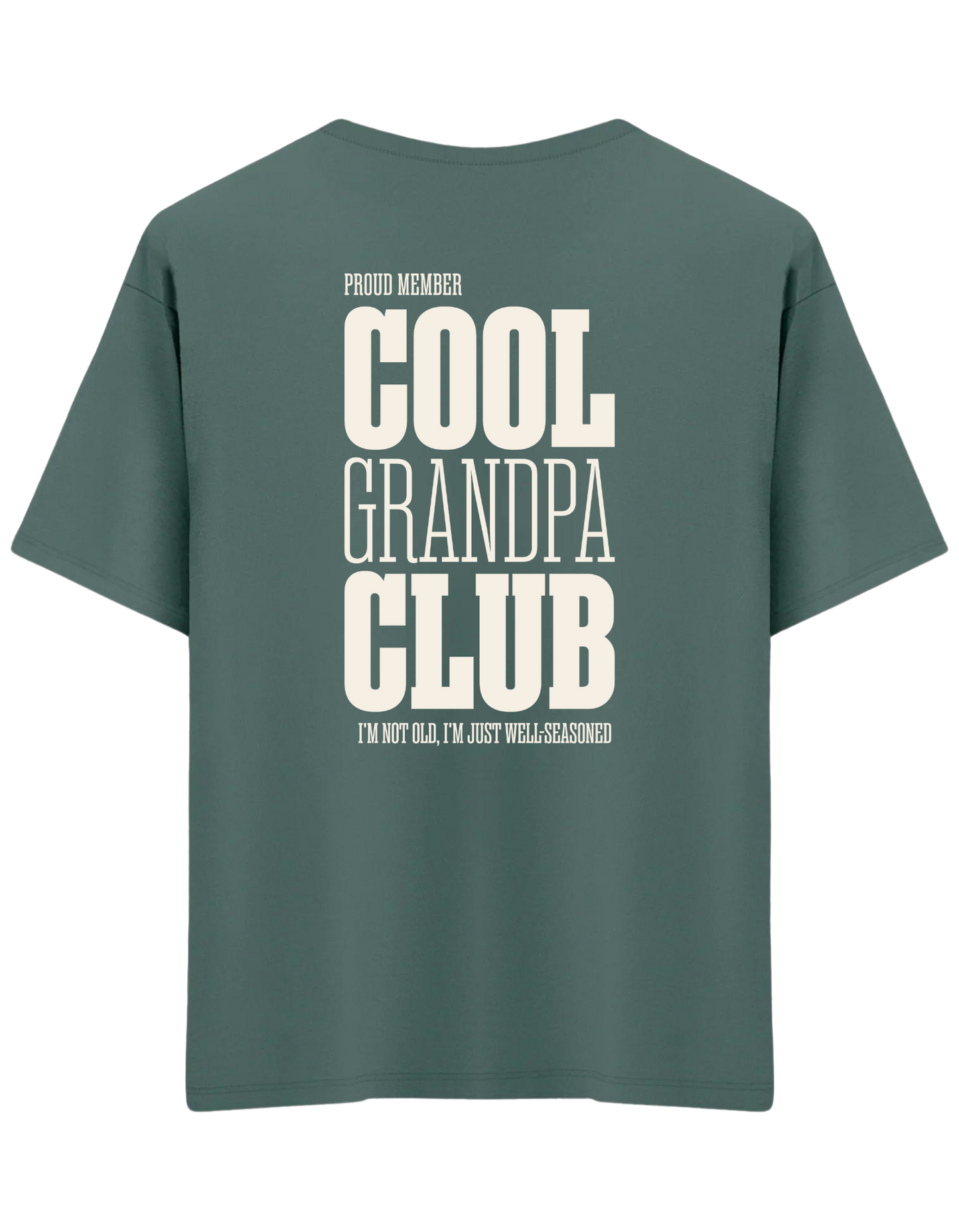Cool Grandpa Club Baskılı Bisiklet Yaka Oversize T-shirt