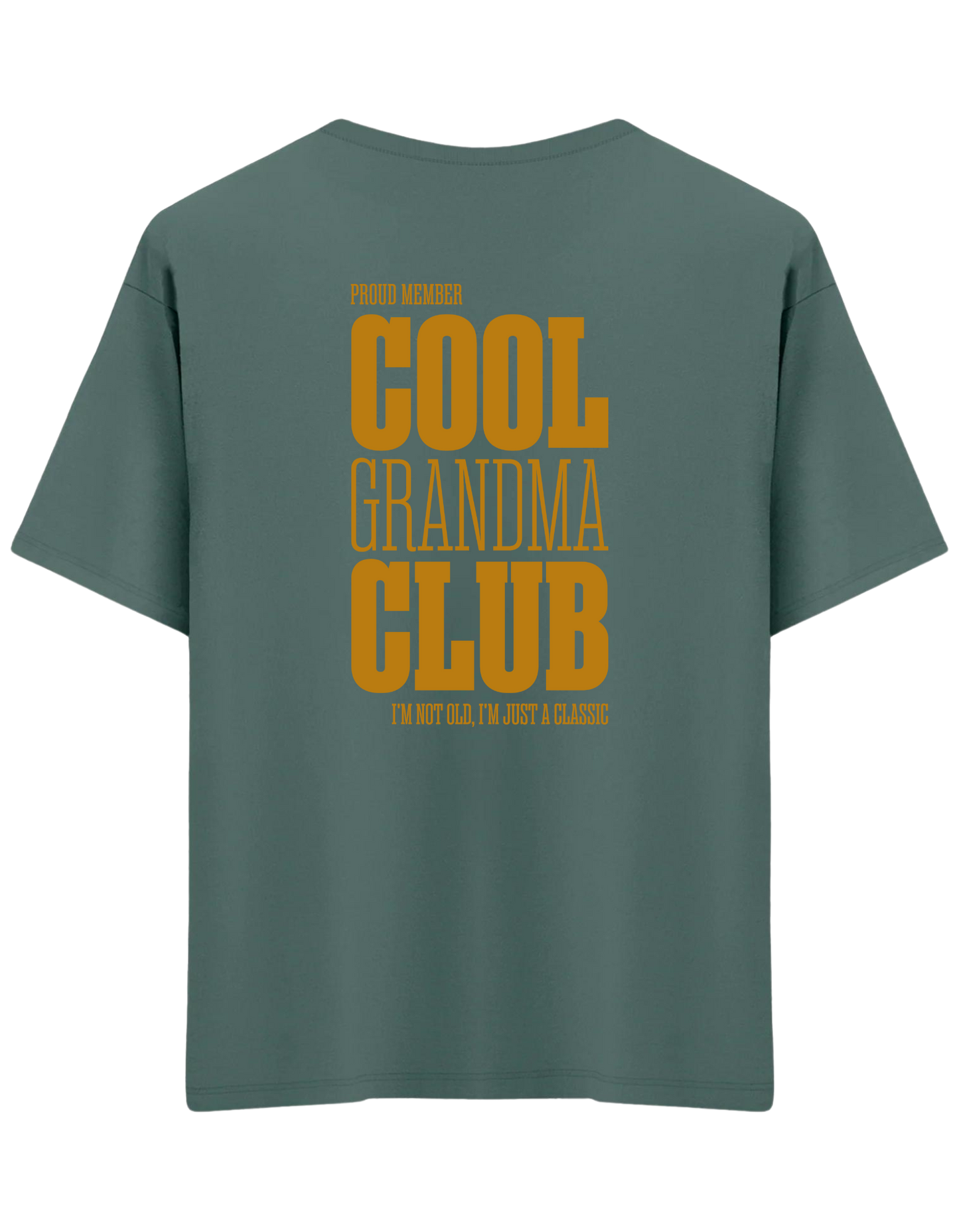 Cool Grandma Club Baskılı Bisiklet Yaka Oversize T-shirt