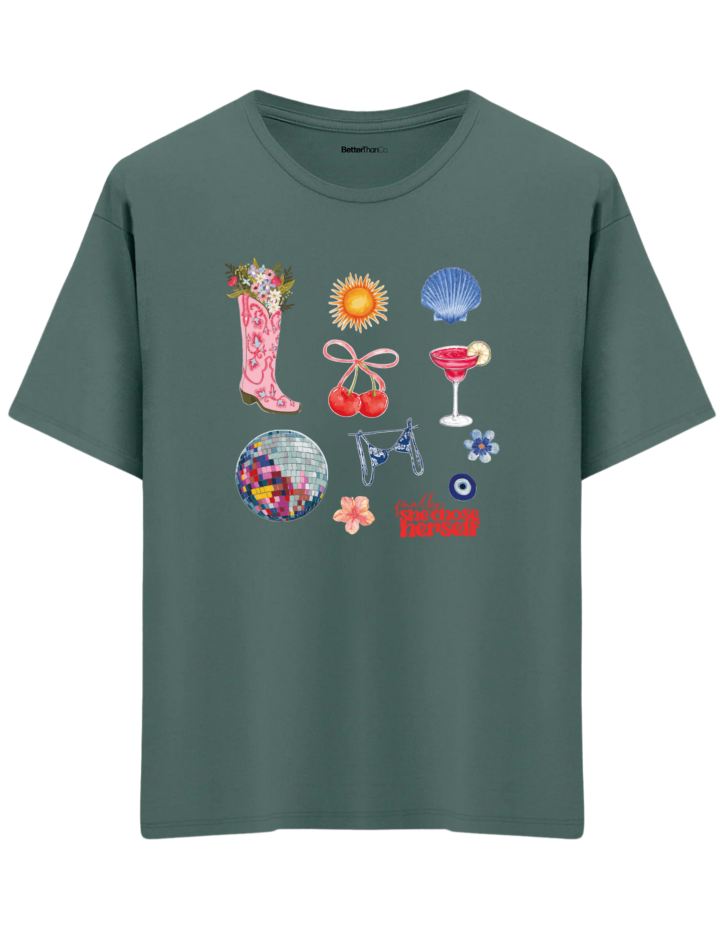 Self Love Baskılı Bisiklet Yaka Oversize T-shirt