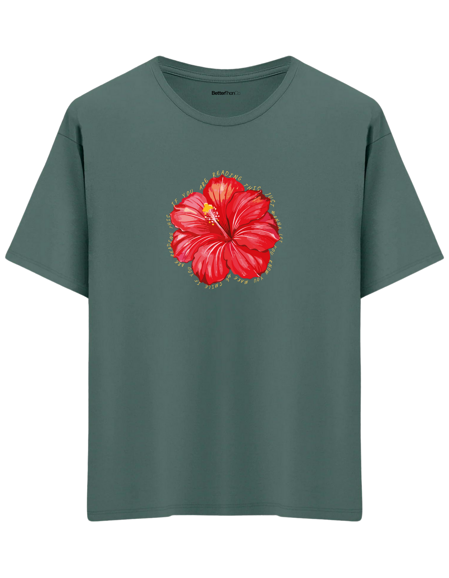 Garden Whisper Baskılı Bisiklet Yaka Oversize T-shirt