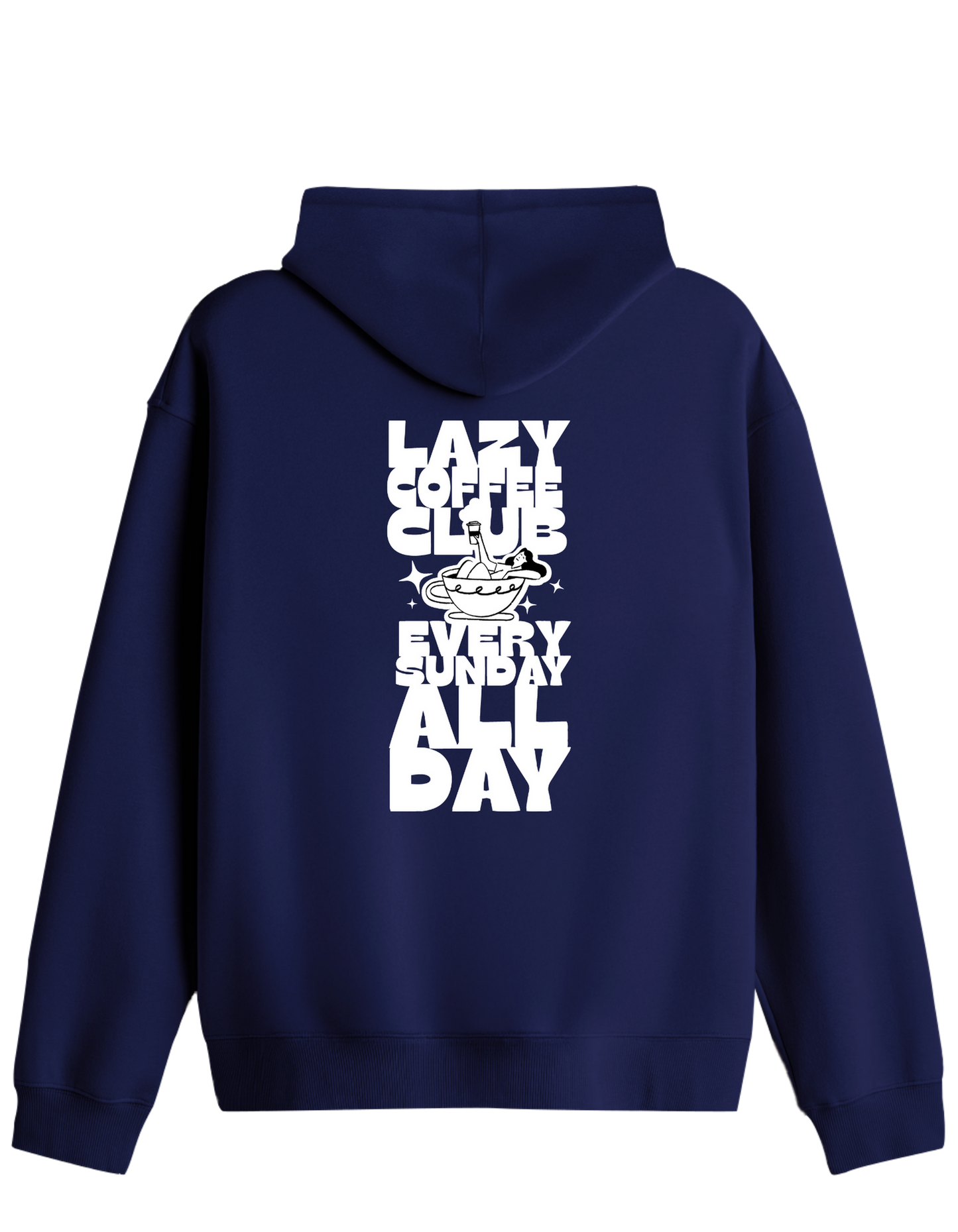 Lazy Coffee Club Baskılı Unisex Kapüşonlu Yaka Hoodie
