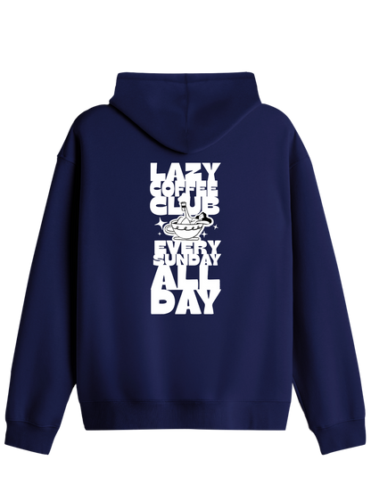 Lazy Coffee Club Baskılı Unisex Kapüşonlu Yaka Hoodie
