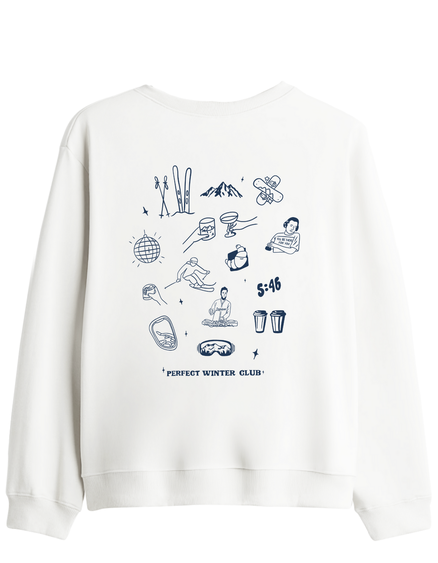 Winter Club Baskılı Bisiklet Yaka Sweatshirt
