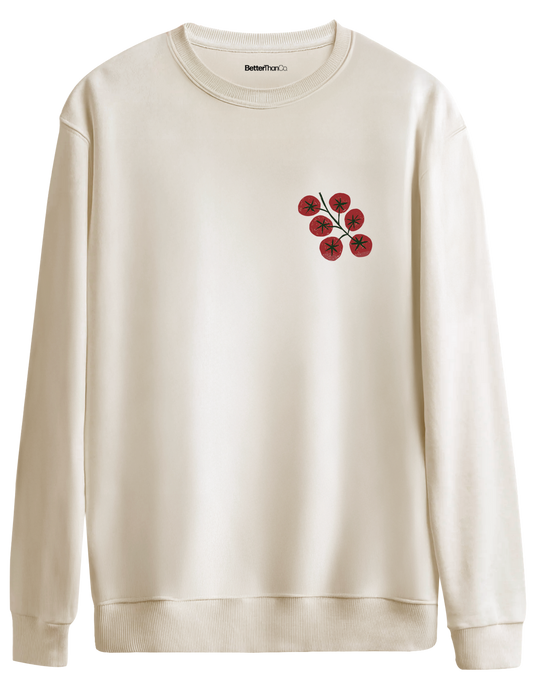 Tomatoes Baskılı Bisiklet Yaka Oversize Sweatshirt