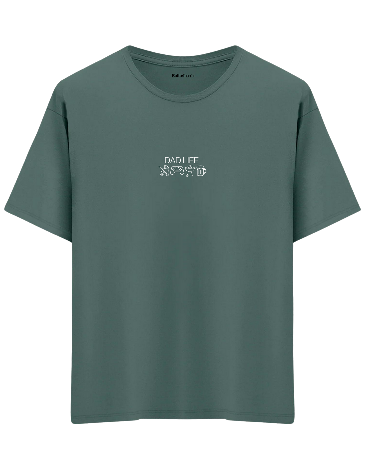 Dad Life Baskılı Bisiklet Yaka Oversize T-shirt