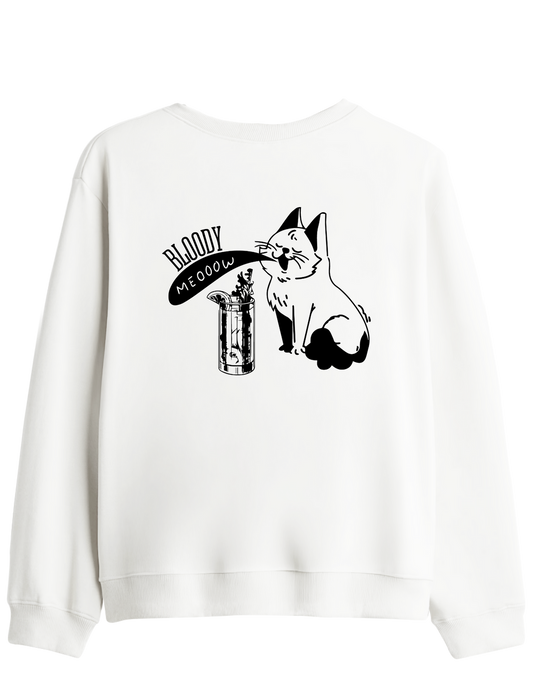 Bloody Meow Baskılı Bisiklet Yaka Sweatshirt