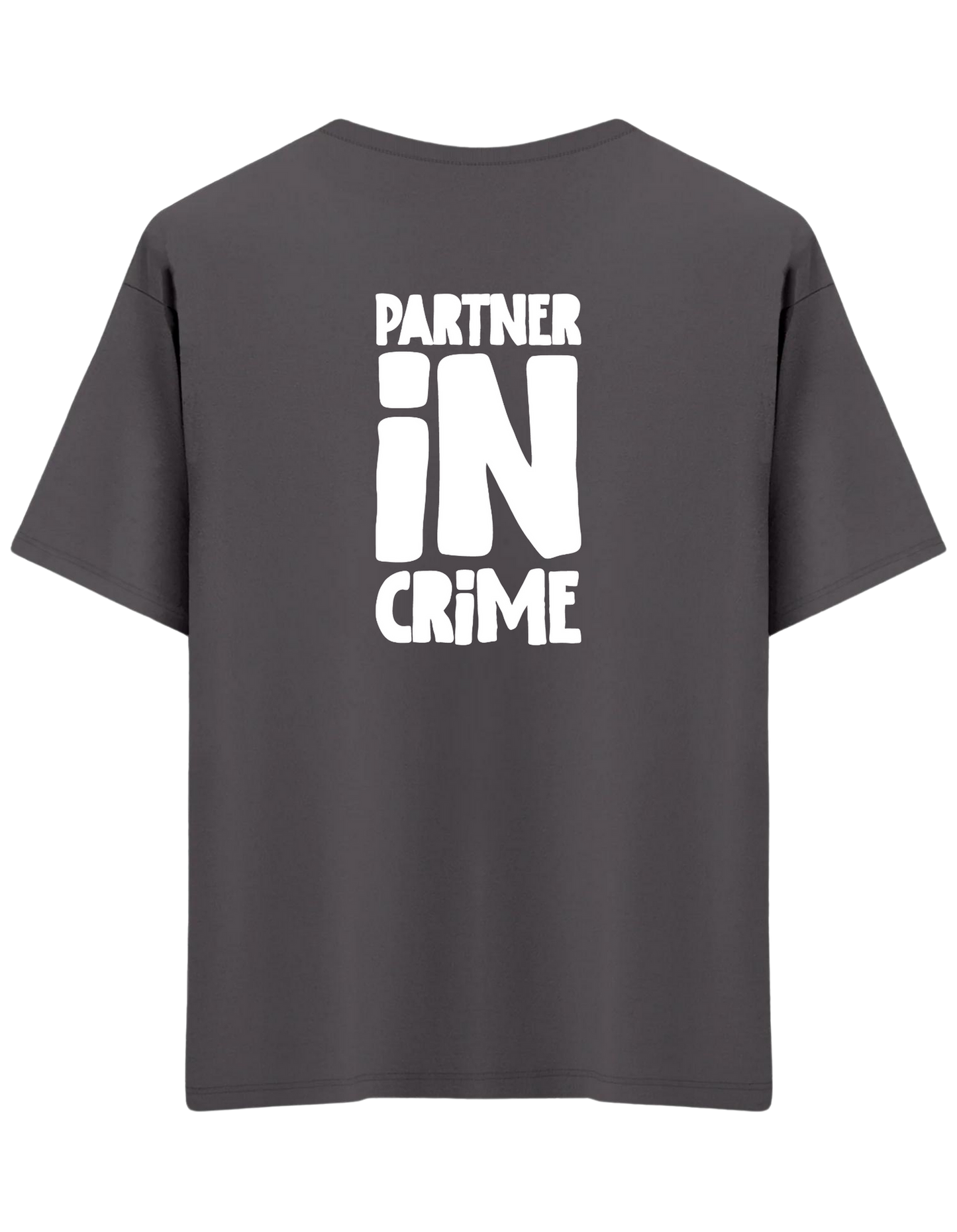 Partner in Crime Baskılı Bisiklet Yaka Oversize T-shirt